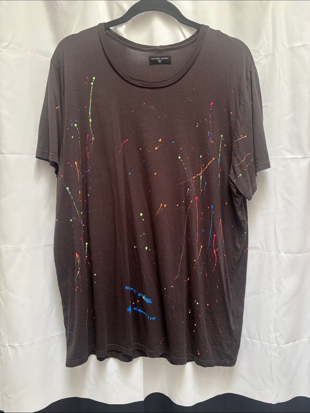 Dark Gray Paint-Splatter Crew Neck T-Shirt